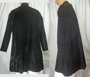 Black Velvet Swing Coat Vintage 80s Jacket Long Evening Jacket by Patra | S/M