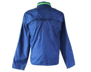 Men's Large Cheetah Windbreaker - Lightweight Blue Track Jacket with Hood - Late 70s 80s Athletic - Fashionconstellate.com