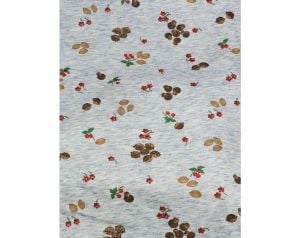 Novelty Print Fabric - Almost 1 Yard x 48 Inches Wide - 1970s Cherries Nuts & Mushrooms 
