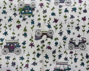 Old Cars 50s Purple Novelty Print Fabric - Over 1.5 Yards x 36 1/2 Inches Wide - Antique Automobiles - Fashionconstellate.com