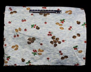 Novelty Print Fabric - Almost 1 Yard x 48 Inches Wide - 1970s Cherries Nuts & Mushrooms  - Fashionconstellate.com