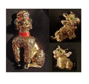 Lot of 3 Vintage 60s Rockabilly Mid Century Modern Scottie & Poodle Dogs Scatter Pins Brooches