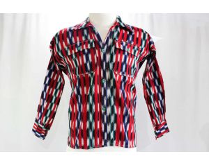 Size Medium Men's Western Shirt - Late 40s 50s Cowboy Top - Like Chimayo Saltillo Handwoven Cotton
