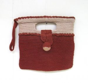 Vintage 1930s Purse, 30s Two-tone Rust Beige Cotton Crochet Clutch Bag - Fashionconstellate.com