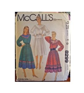 Vintage Pattern 80s Dress Designer Carole Little Uncut Size Large McCall's 8299 - Fashionconstellate.com