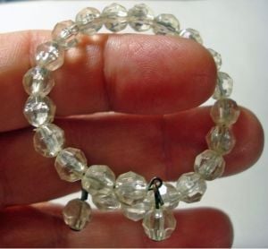 Vintage 60s Jewelry Crystal Plastic Lucite Bead Bracelet Girls Childrens Wire Strung