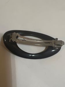 1980’s Vintage Black Oval FRENCH Hair Clip, Deadstock  - Fashionconstellate.com