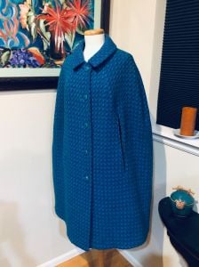 Colette Modes Blue Tweed Irish Cape - L - Fashionconstellate.com