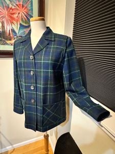 Vtg. Pendleton Originals Ltd. Edition Navy & Green Plaid Wool 49'er Jacket - S