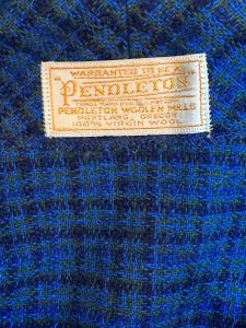 1950s Pendleton Blue Wool Plaid Jacket w/ Maple Leaf Buttons - S - Fashionconstellate.com