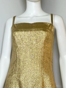 Small To Medium | 1960s Vintage Sparkling Gold Lurex Sheath Dress | Mid Century Vintage  - Fashionconstellate.com
