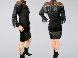 Killer 80s Lillie Rubin x Erez Fringed Sweater and Skirt Set Size Small  Western Style Animal Print - Fashionconstellate.com