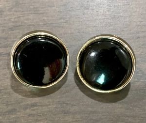 60s Mod Black & Silver Button Clip On Earrings - Fashionconstellate.com