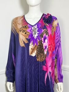 One Size Fits Many | 1980s Vintage Micro-Pleated Floral Dress by Virginie Paris  - Fashionconstellate.com