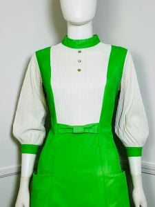 Medium | 1960s Vintage Lime Green and White Mini Dress by Barco California  - Fashionconstellate.com