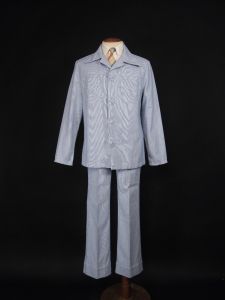 Vintage Levi's Seersucker Suit Blue 70s Two Piece Leisure Gentleman's Jeans - Size 40 Men's Medium - Fashionconstellate.com
