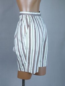 60s Striped High Waist Side Zip Jantzen Shorts, Sz XS