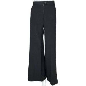 Vintage 1970s Ladies Pants Black Wool Jousse Made in France 38 M