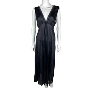 Vintage 1970s Peignoir Set Black Sheer Nightgown & Panties Unused - Fashionconstellate.com