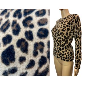 Modern Vintage Leopard Print Cashmere Pullover Sweater