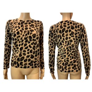 Modern Vintage Leopard Print Cashmere Pullover Sweater - Fashionconstellate.com