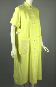 Lemon Hawaiian tiki print 1960s housecoat robe by Polynesian Casuals Honolulu | M-L - Fashionconstellate.com
