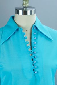 70s Teal Renaissance Style Shirt Blouse  - Fashionconstellate.com