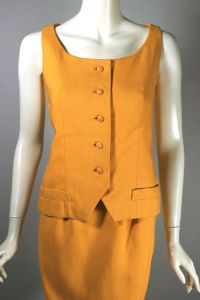 Mid 1960s Geoffrey Beene gold linen skirt suit | XXS - Fashionconstellate.com