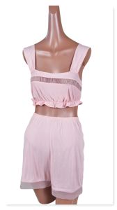 50s Deadstock Pink Nylon Shortie Pajamas Babydolls, Sz XS - Fashionconstellate.com