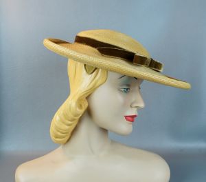 1950s Natural Straw Wide Brim Picture Hat - Fashionconstellate.com