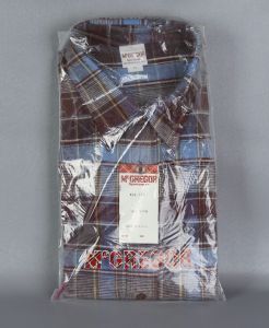 60s - 70s Deadstock Maroon and Blue Plaid Flannel Shirt by McGregor Sportswear, Sz XL - Fashionconstellate.com