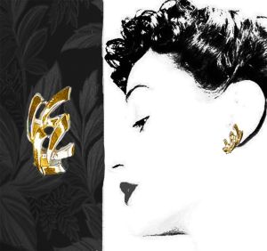 1950s Coro Clip Earrings Shiny Goldtone Abstract Clipons MCM Like New