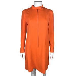Vintage 1960s Orange Dress Michel Pelta for Renee Farell Paris 1967 Size M