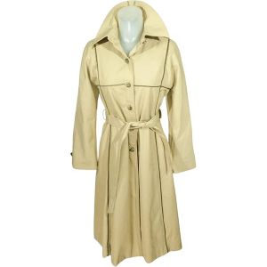 1970s Khaki Trench Coat Geometric Lines, Mod Military Vibe, Youthquake Raincoat - Fashionconstellate.com