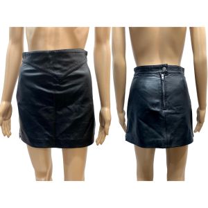Vintage Punk Black Leather Mini Skirt Zipper Sides  - Fashionconstellate.com