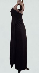 A.J. Bari Strapless Asymmetric Pleat Bust Classic Black Dress with Unique Pleat Overlay Design - Fashionconstellate.com