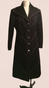 1960's Lilli Ann Knits Heavy Polyester Knit Coat W/Chevron Topstitching Mod Design 