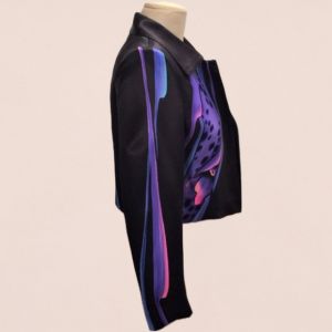 1980's Yolanda Lorente' Hand Painted Silk Wearable Art Cropped Jacket No Closures One-of-a-Kind! - Fashionconstellate.com