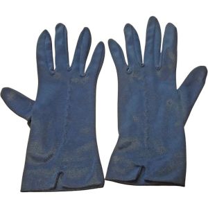 1960s Navy Gloves, Dark Blue Nylon Short Glove Set - Fashionconstellate.com