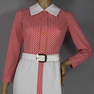 Red & White Picnic Check Plaid Vintage 70s Maxi Dress S M - Fashionconstellate.com
