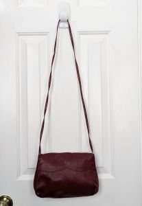 80s Crossbody Purse Burgundy Red Leather by Neiman Marcus | Vintage 