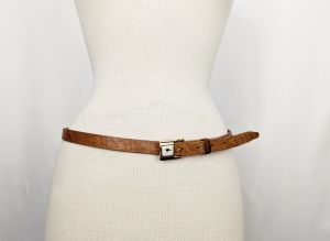 80s Belt Brown Kangaroo Hide Leather Pattern by Hickok | Vintage Misses 36