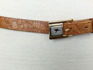 80s Belt Brown Kangaroo Hide Leather Pattern by Hickok | Vintage Misses 36 - Fashionconstellate.com