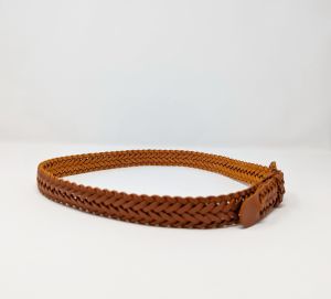 80s Belt Brown Braided Leather by Milor | Vintage Misses M L - Fashionconstellate.com