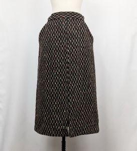 60s Skirt Black Colorful Tweed Wool Midi Pockets by Shropshire Tweed | Vintage Misses M
