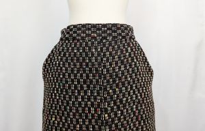 60s Skirt Black Colorful Tweed Wool Midi Pockets by Shropshire Tweed | Vintage Misses M - Fashionconstellate.com