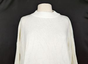 90s Sweater White Mock Turtleneck Acrylic by Mathias | Vintage Women's 1X - Fashionconstellate.com
