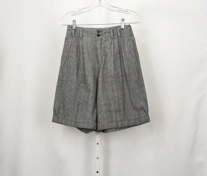 90s Shorts Black White Plaid High Waist Cotton by Lizsport | Vintage Misses 4