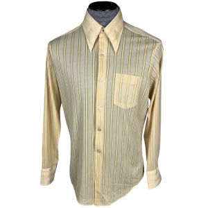 Vintage 1970s Yellow Shirt Sheer Polyester Nylon Blend Sz L
