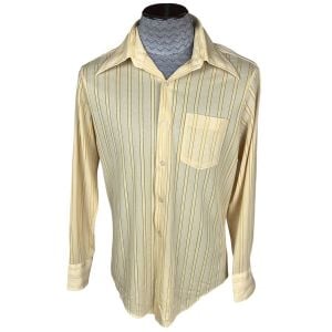 Vintage 1970s Yellow Shirt Sheer Polyester Nylon Blend Sz L - Fashionconstellate.com
